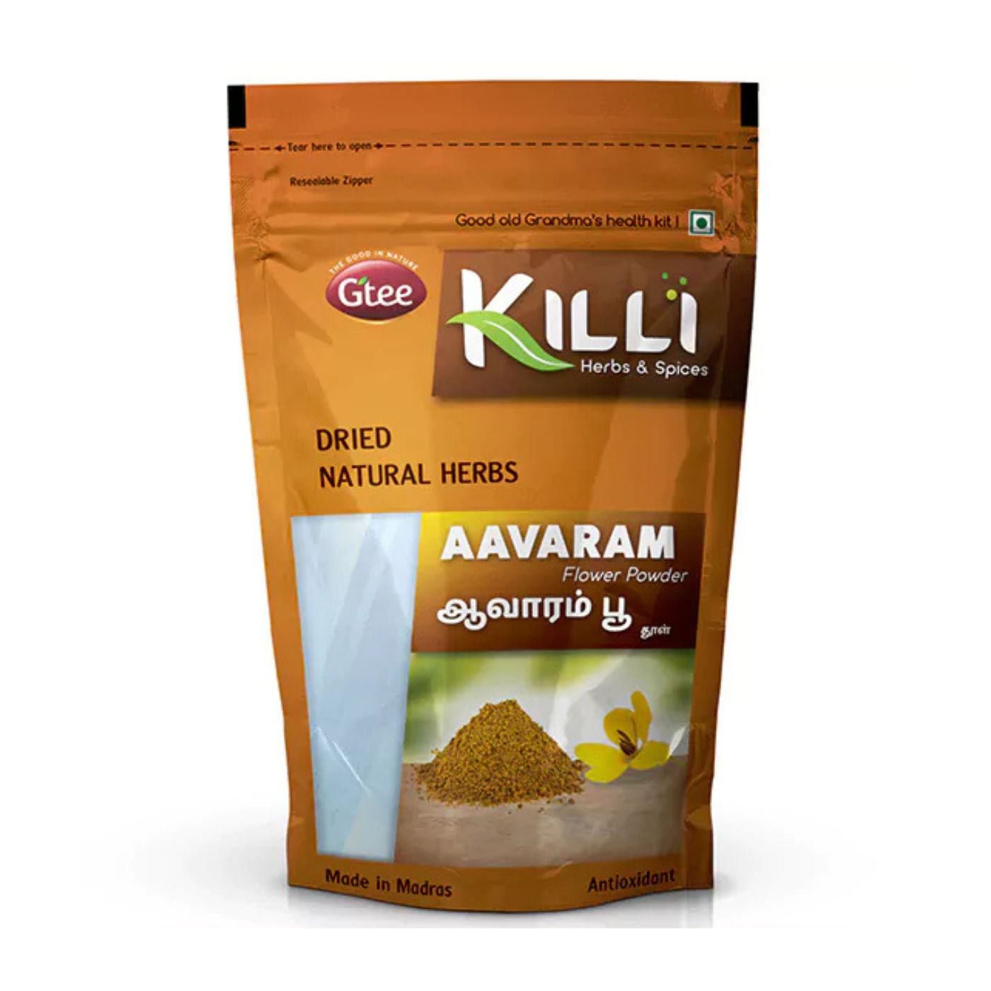 KILLI Aavarampoo | Tarwar | Avaram | Tangedu | Aavarike Flower Powder, 100g