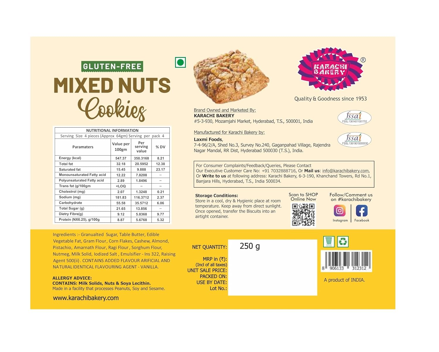 Karachi Gluten Free Biscuits - Mixed Nuts 100g - Image 2