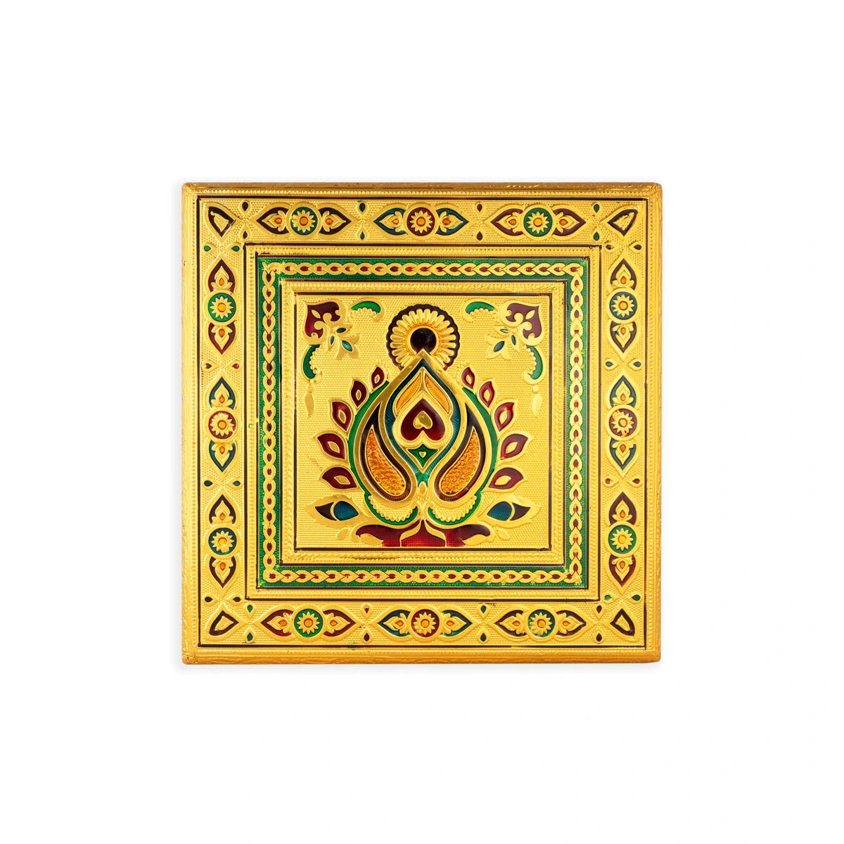 Bajot Gold Meenakari – 10 x 10 inch